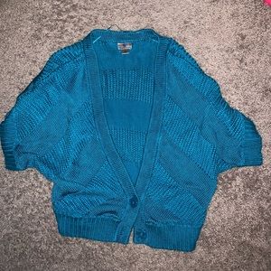 Turquoise Crop Cardigan